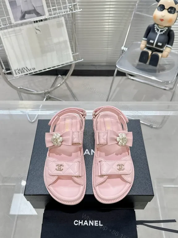 View 5 of Soft Pink Chanel-Style Sandals: Delicate Comfort Luxury Shoes