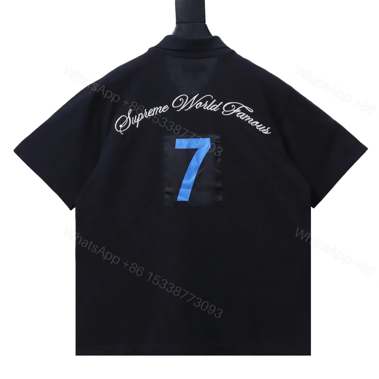 View 8 of Supreme 25SS No.7 Script Embroidered Short-Sleeve Polo Shirt Black