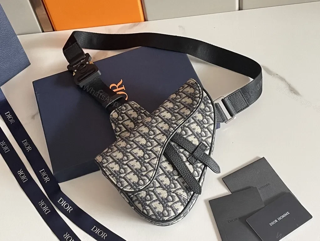 Charcoal Dior Oblique Crossbody: Compact Luxury Bag — view 1