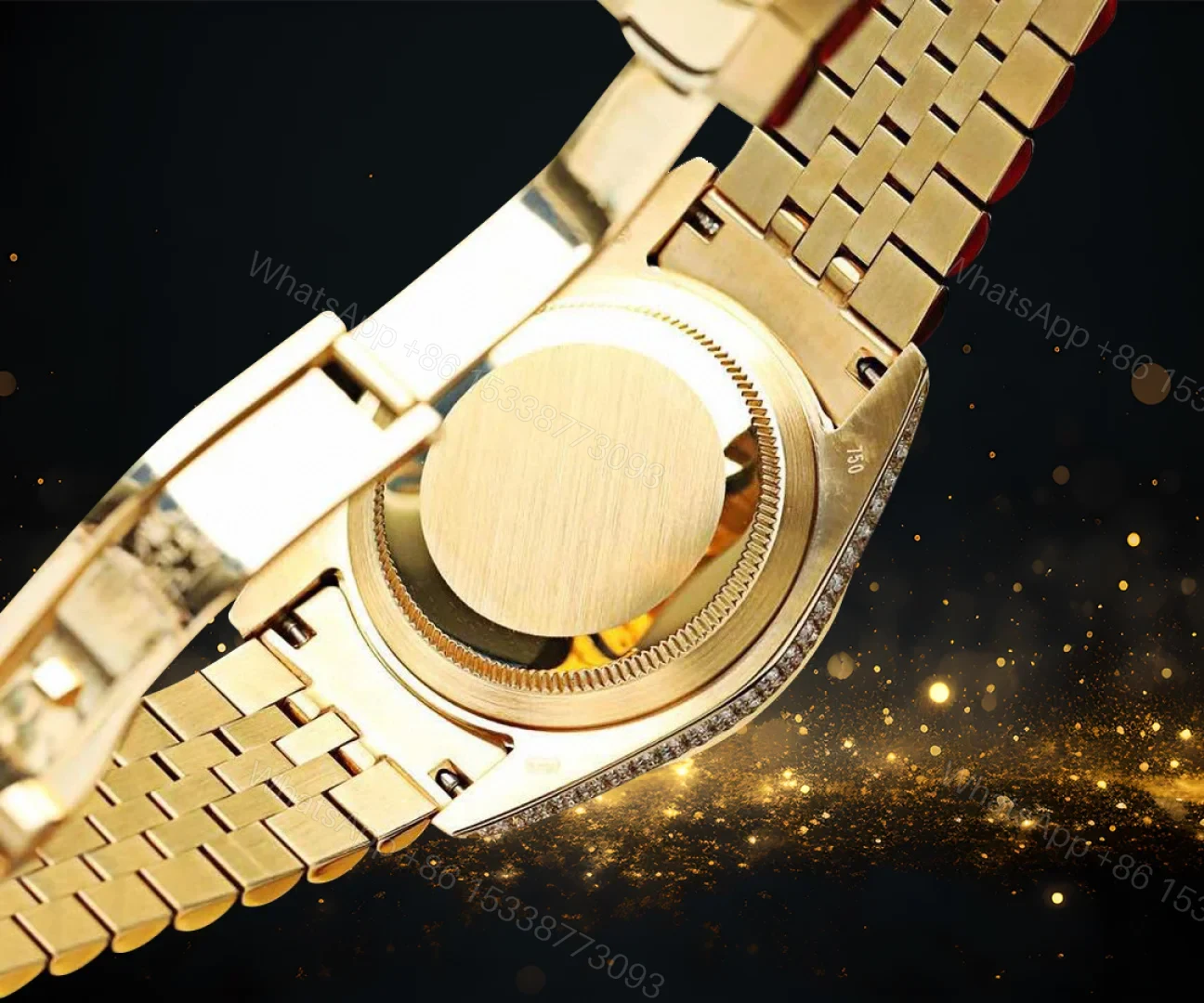 View 7 of Rolex Datejust Gold Diamond Replica 41MM Premium Full Pavé Bracelet RG-ROLEX-DATEJUST-GOLD-DIAMOND-41