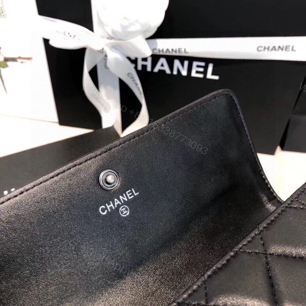 View 6 of Chanel Boy Flap Long Wallet Ruthentium Hardware Black 19Cm