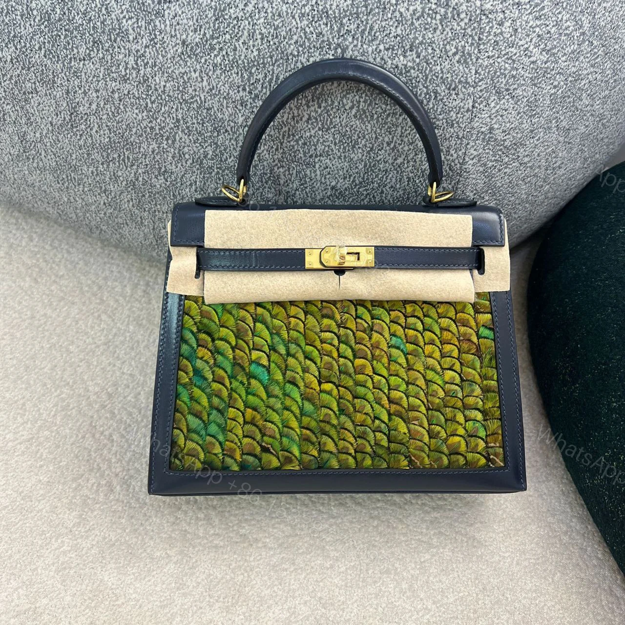 View 3 of HERMES KELLY CUSTOM FEATHER TADELAKT