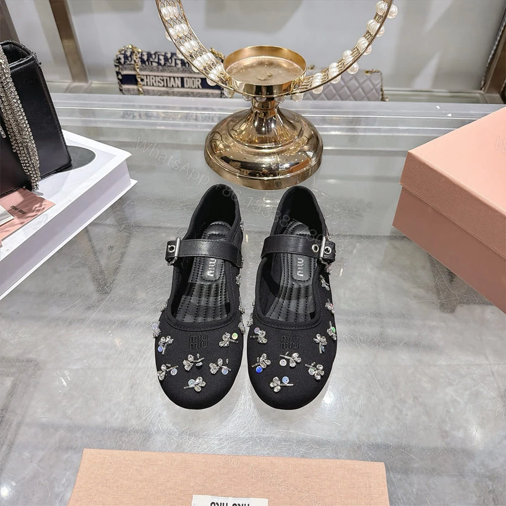 View 2 of MIUMIU Embroidered drill ballerinas 485136