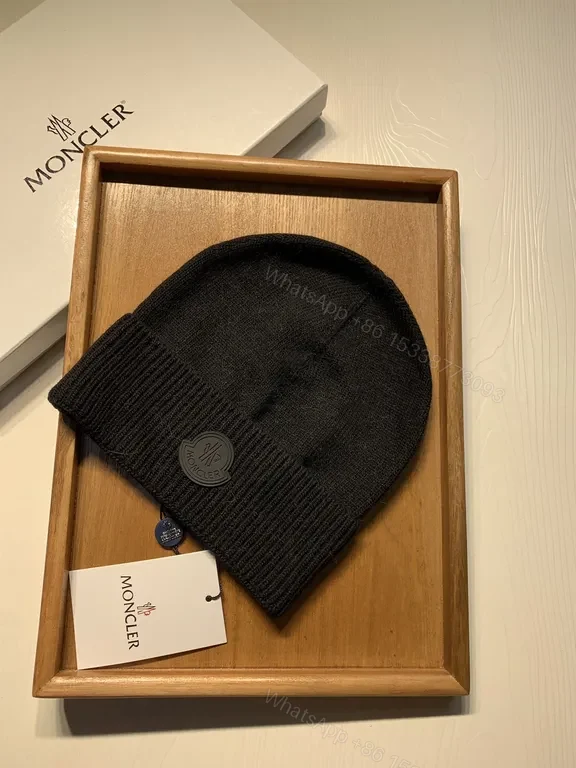 View 6 of Cozy Black Knit Beanie â€” Premium Moncler Warmth Hat