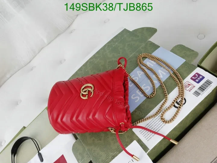 View 22 of Gucci Red Matelassé Leather Mini Bucket Bag 575163