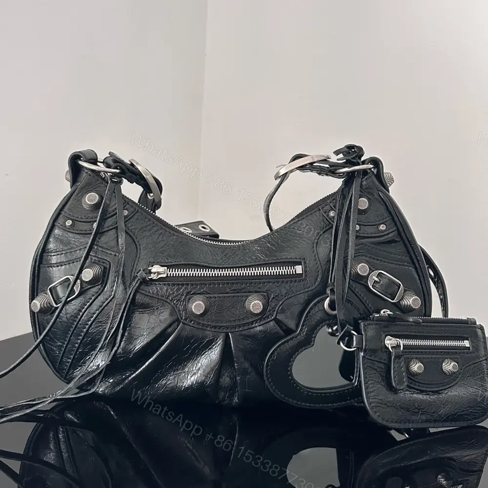 高仿Balenciaga*LeCagole朋克單肩包黑色S — view 1