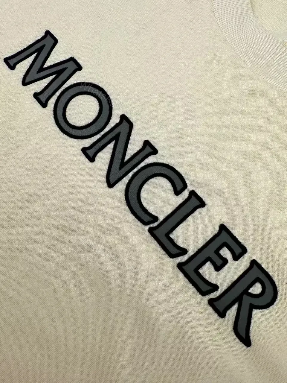 View 5 of Cream-Colored Cotton Crewneck Tee with Logo Patch, Relaxed Fit