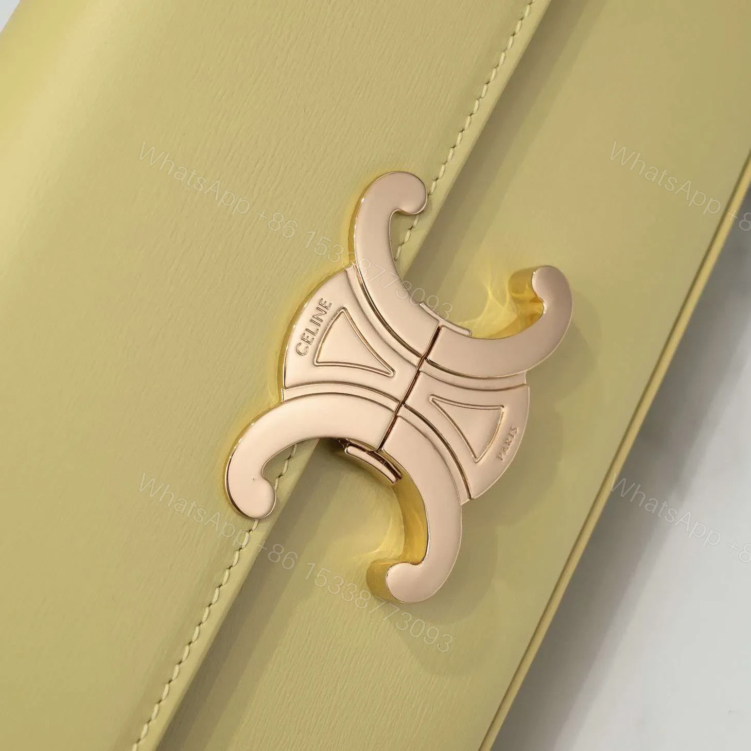View 5 of Celine Triomphe Handbag Bright Yellow Super Smooth Leather 20x12cm