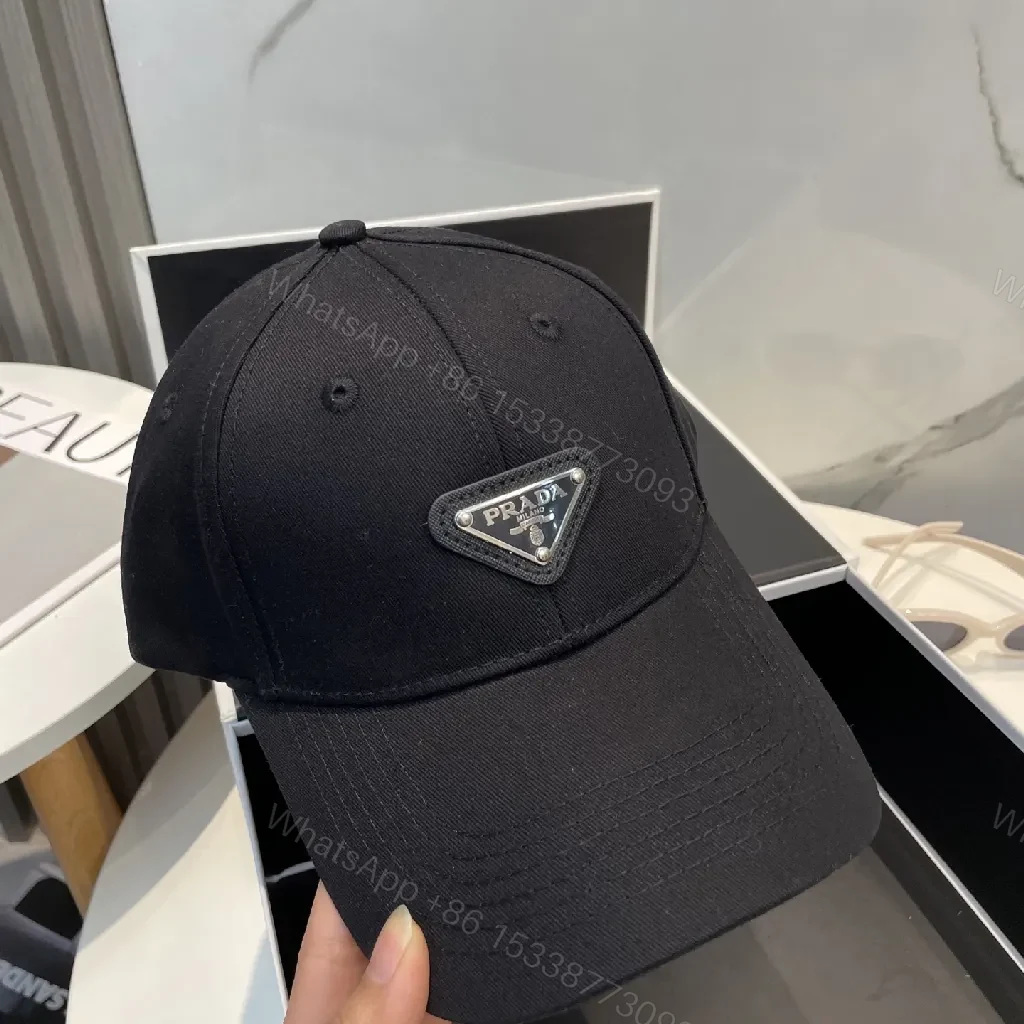 View 6 of Black Cotton Cap with Subtle Triangle Patch Capes?