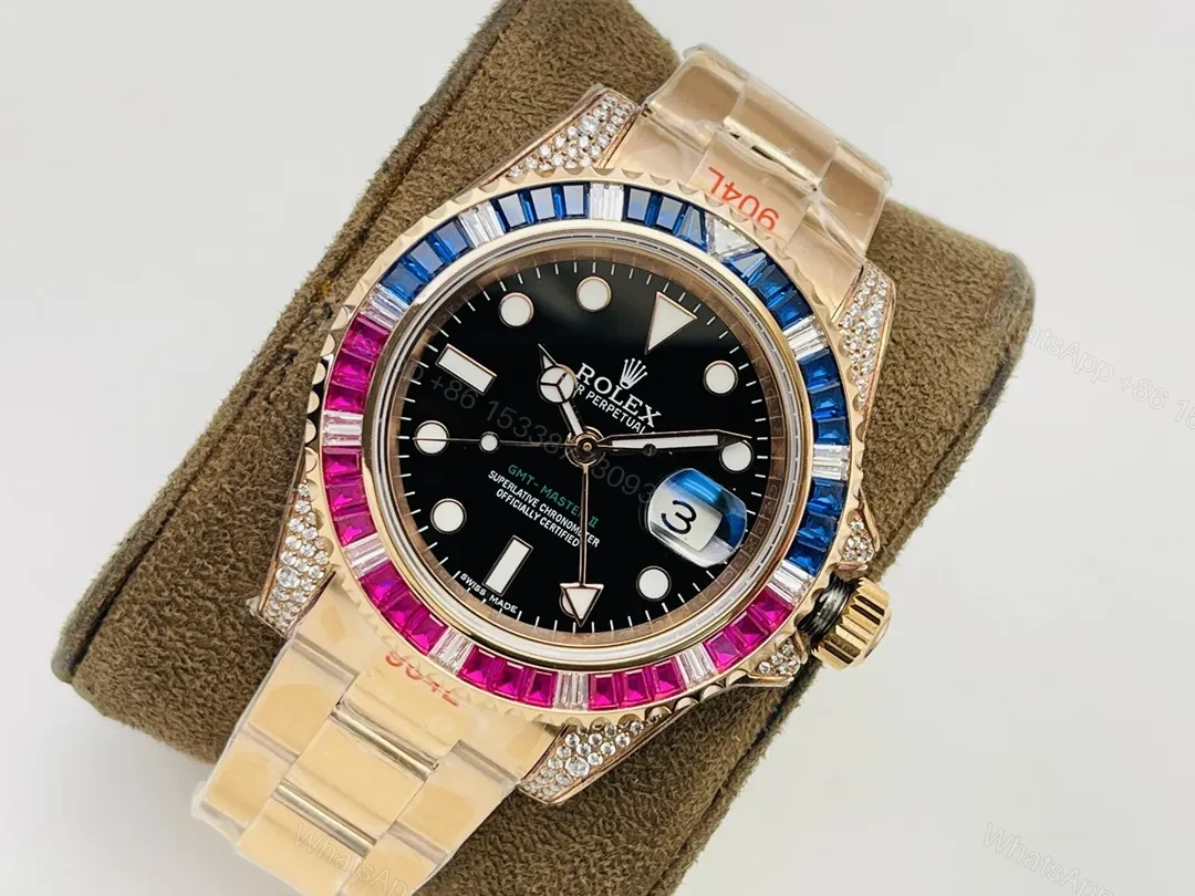 View 4 of C+ Factory Clean Factory Rolex GMT II Custom Diamond Gold Watch