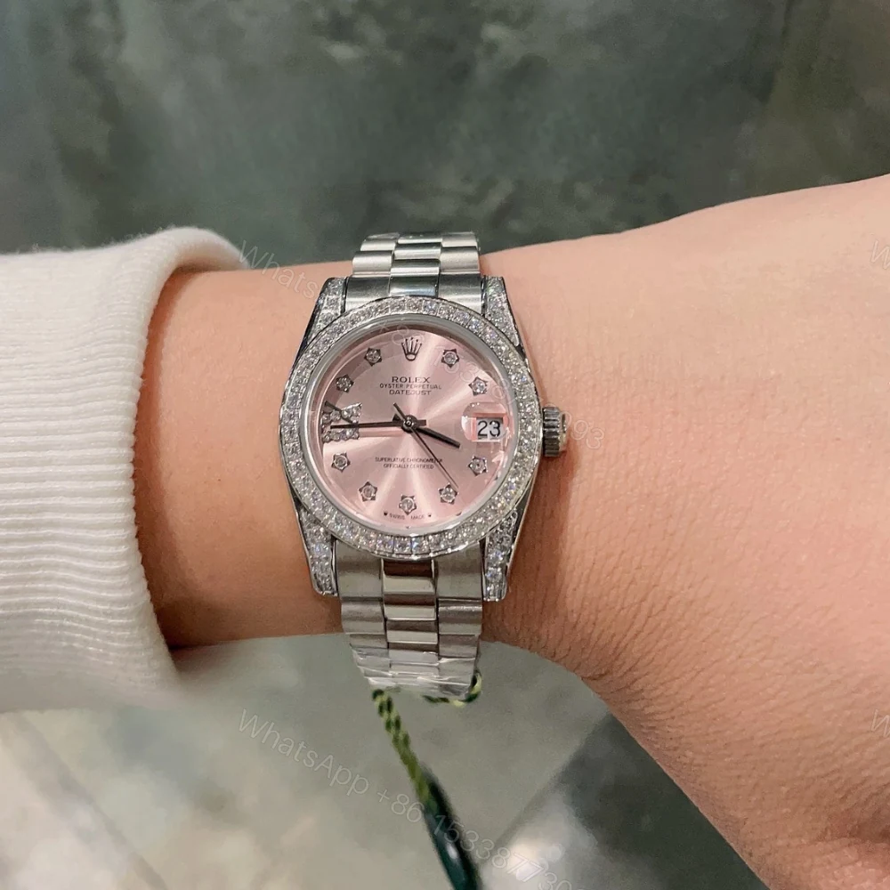 View 3 of Rolex Datejust Diamond Bezel Oyster White Gold Pink 28Mm