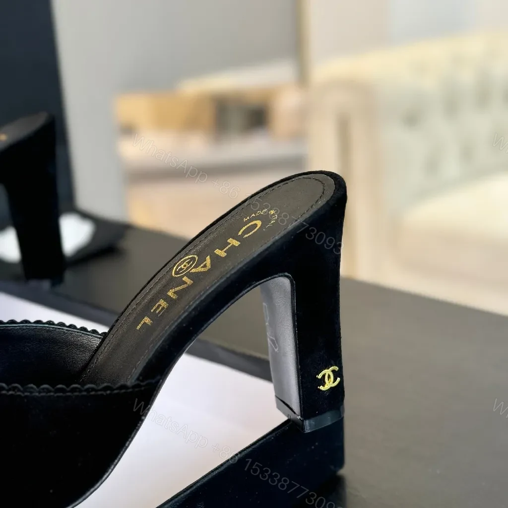 View 5 of Chanel-Influenced Textured Garden Heels with Floral Accent