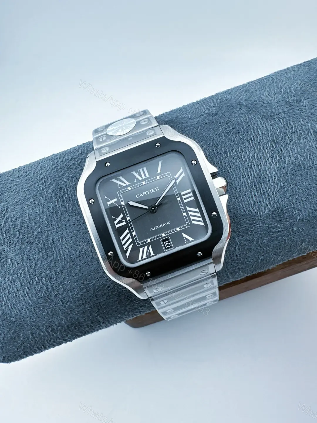 View 5 of Elegant cartier santos green dial replica 40MM WSSA0061