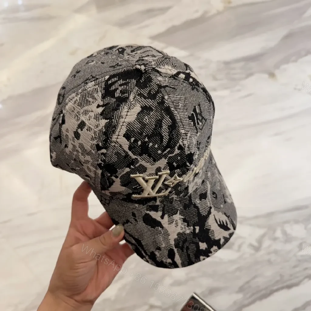 View 6 of Black & White Camouflage Cap with Metallic Emblem (Unisex)