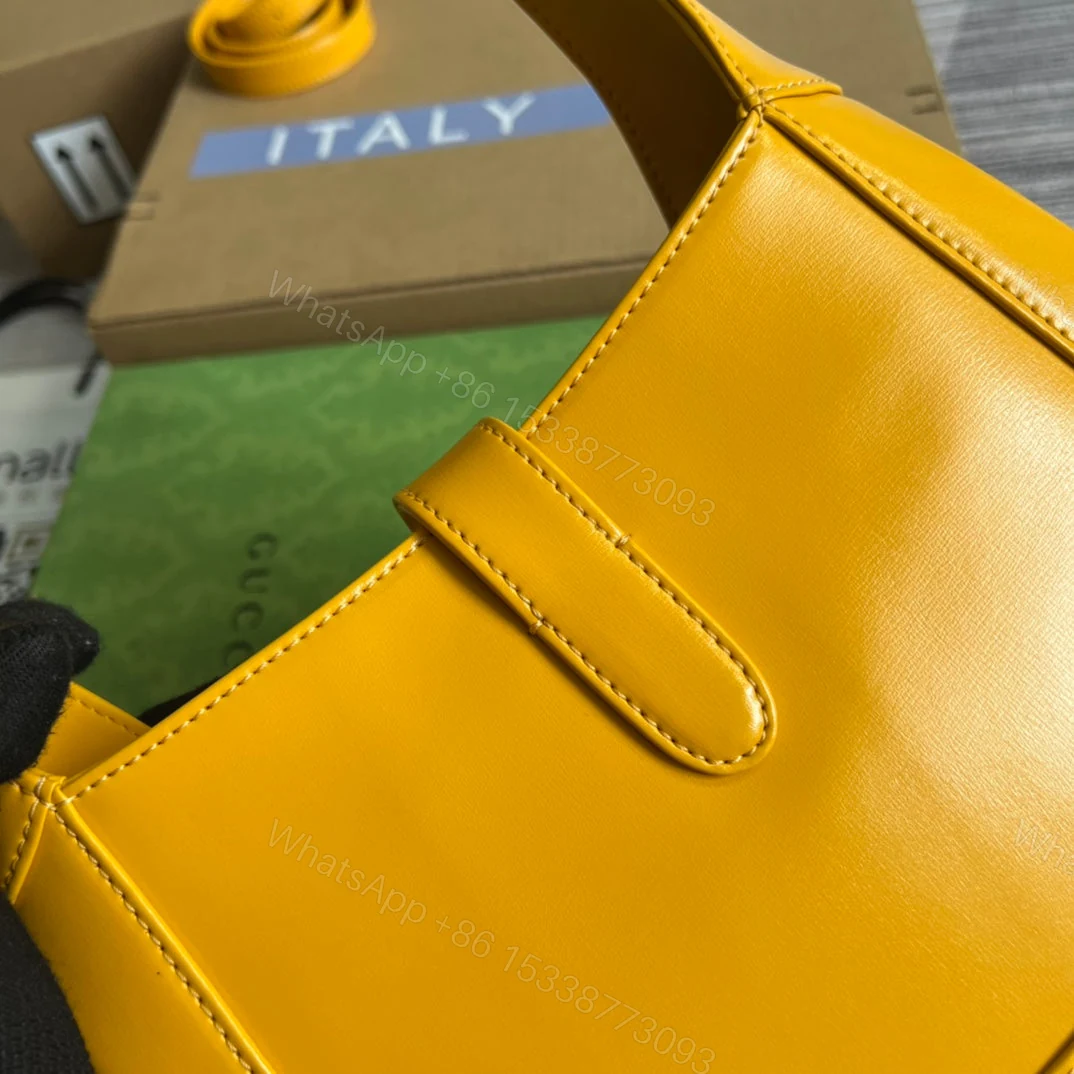 View 6 of GG JACKIE SMALL 28 SHOULDER BAG IN YELLOW CALFSKIN