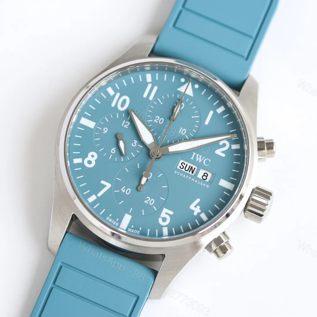 View 2 of IWC Pilot Chronograph Blue Replica 41MM Premium Blue Dial Rubber Strap Edition IW388117