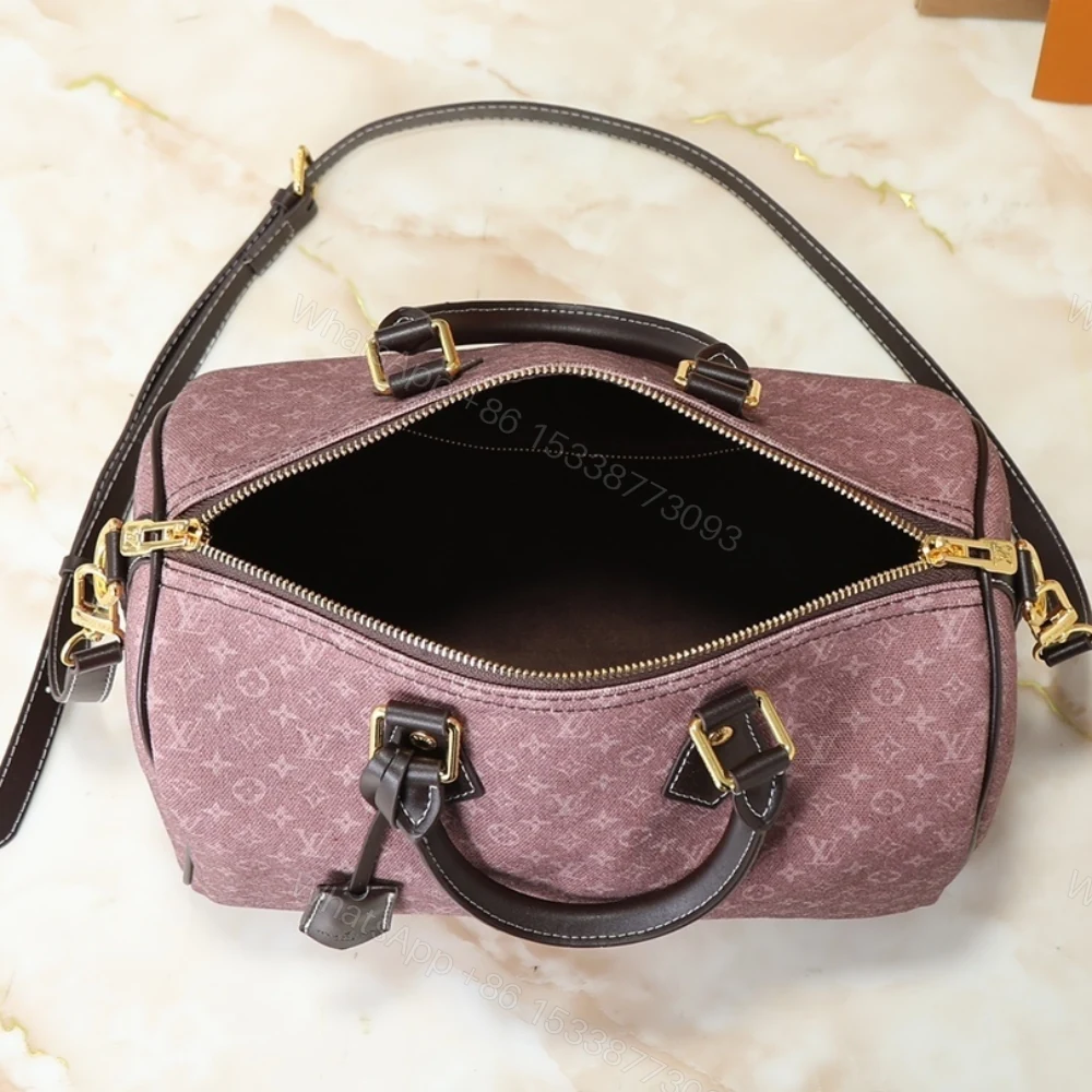 View 9 of Louis Vuitton Sepia Idylle Monogram Speedy Bandouliere 30 Bag Dark Pink 30Cm