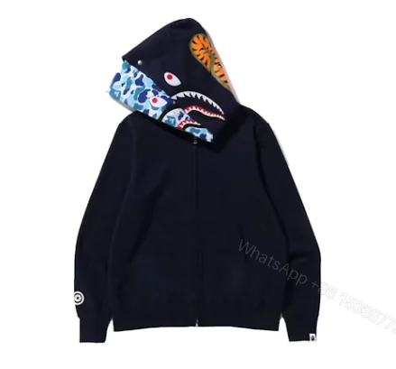 View 2 of BAPE ABC Camo Shark Wide Fit Full Zip Double Hoodie Navy
