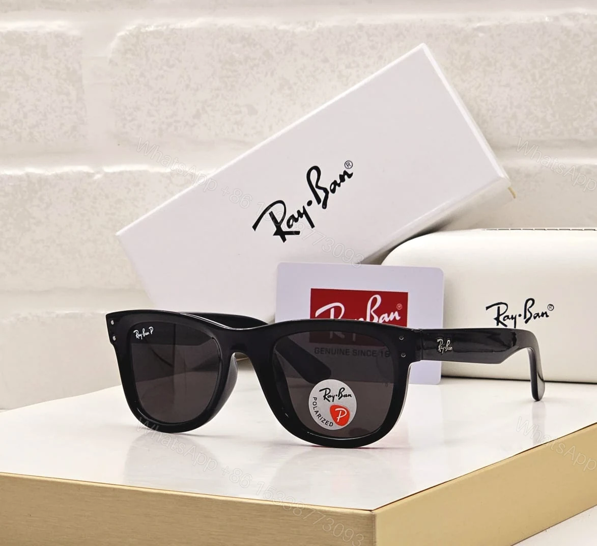 View 3 of Ray-Ban Wayfarer 2140 Black-Brown Polarized Acetate