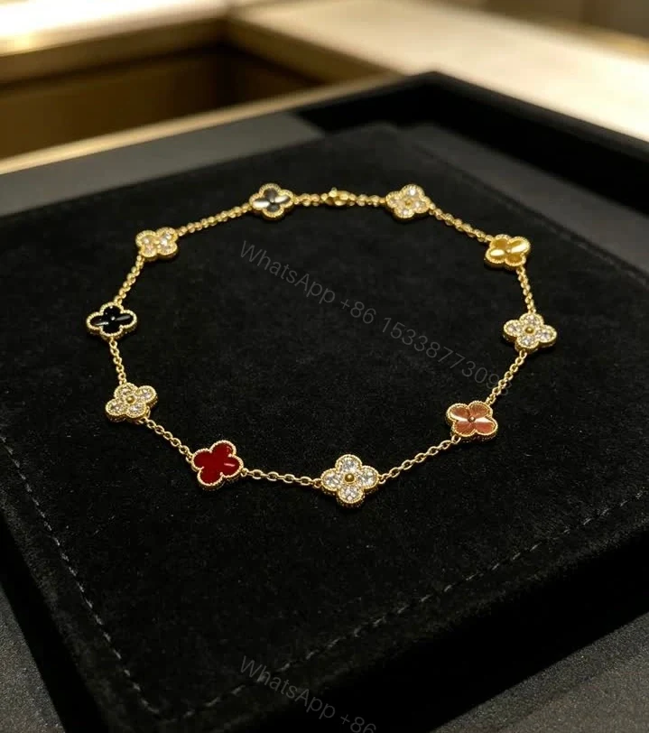 View 2 of Van Cleef Arpels Alhambra Dupe Multicolor 10-Motif Clover Necklace