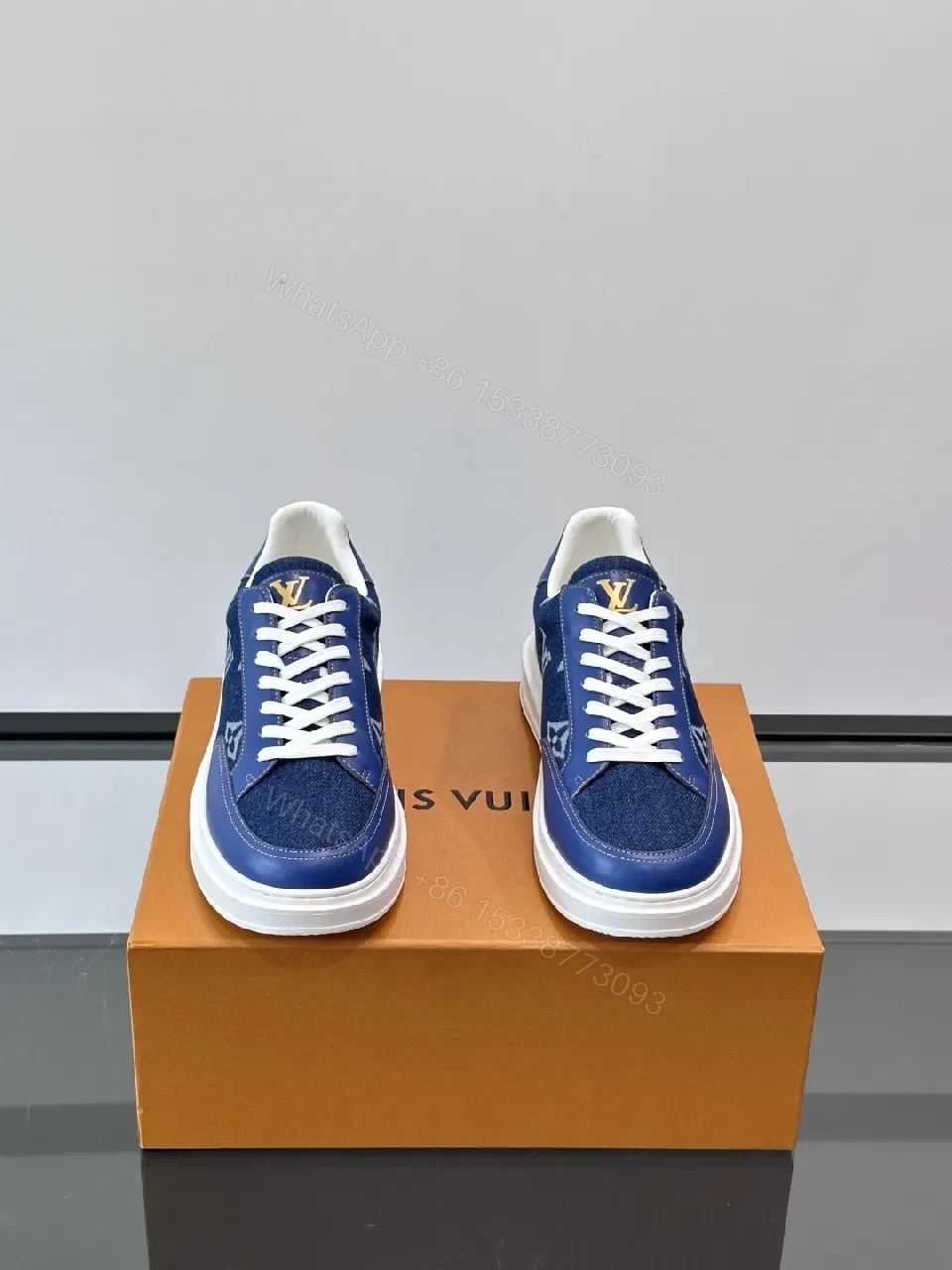 View 2 of Navy Denim Low-Top Sneakers: Luxe Street-Ready Comfort