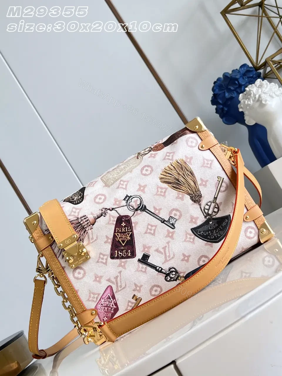 View 2 of Pale Pink Leather Trim Tote: Luxe Monogram Travel Briefcase