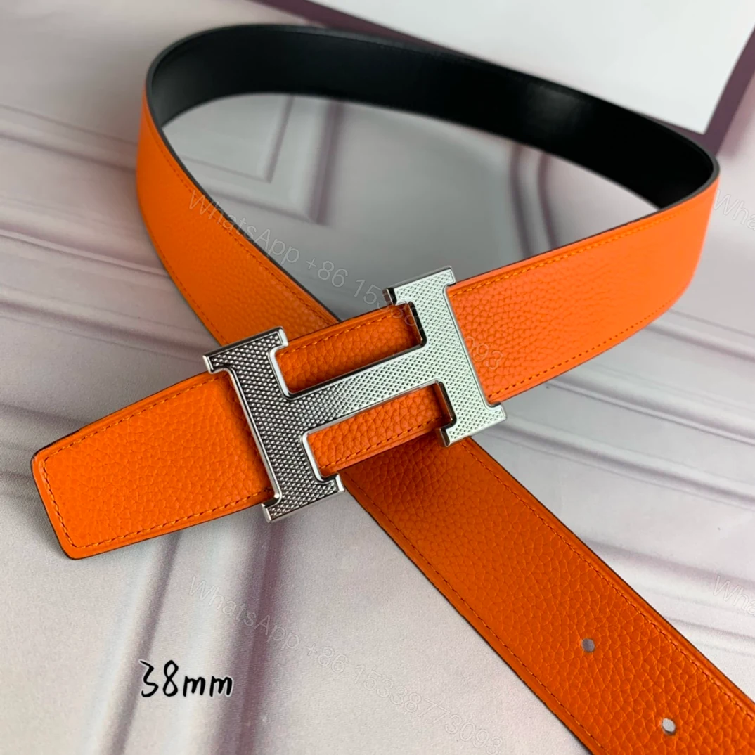 View 2 of HERMES BELT TOGO SWIFT SILOUIS VUITTONER BUCKLE ORANGE 38MM