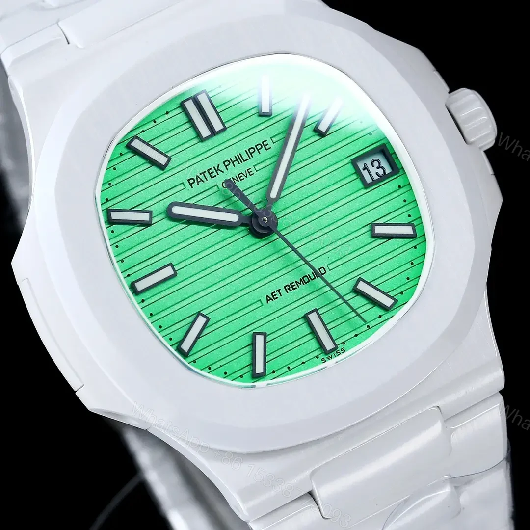 View 4 of Patek Philippe Tiffany Nautilus Watch White Ceramic Bracelet Ultimate 40MM PP-NAU-TIFF-WCER40-V2