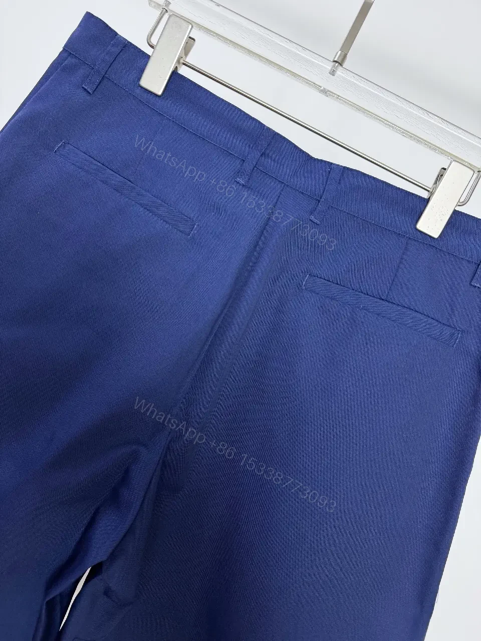 View 6 of Navy Linen Belted Bermuda Shorts Louis Vuitton Logo