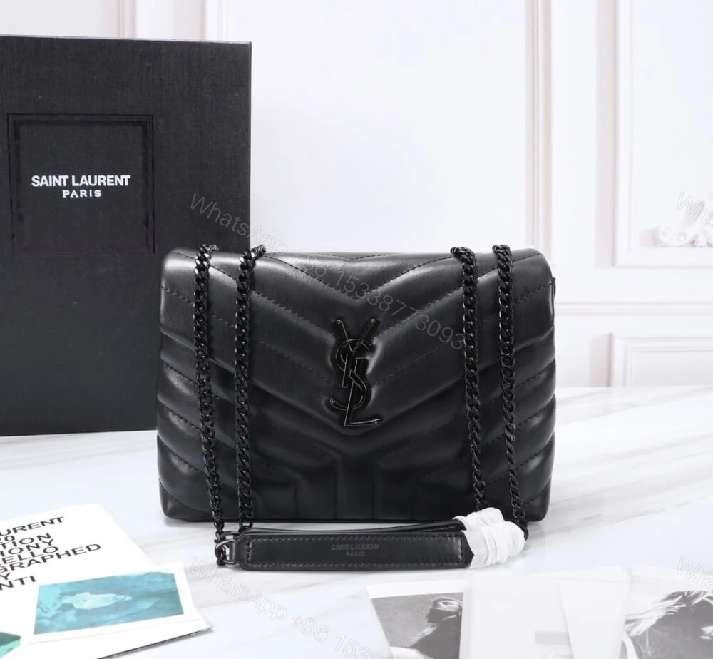 View 2 of Saint Laurent Loulou Small Chain Bag In Matelassé Y Black Noir 23Cm 494699DV7281000