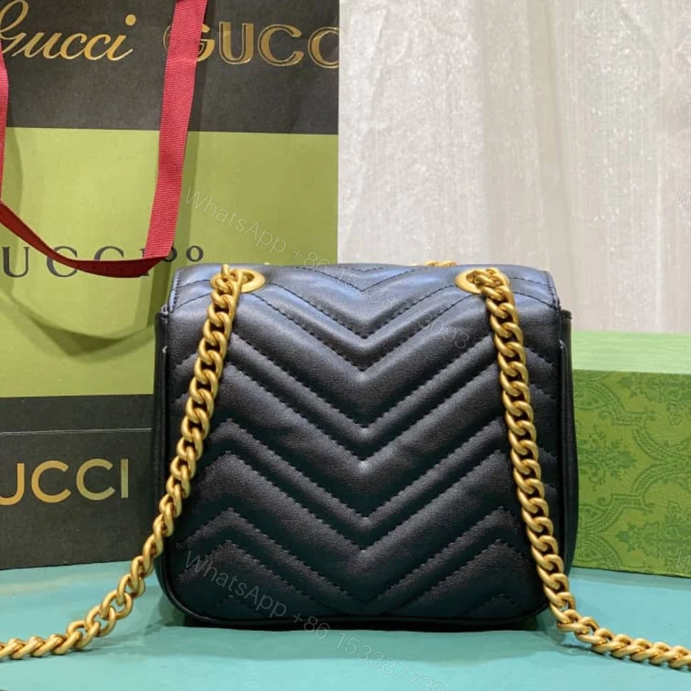 View 4 of Gucci GG Marmont Mini Shoulder Bag Black 18Cm 739682 AABZC 6832