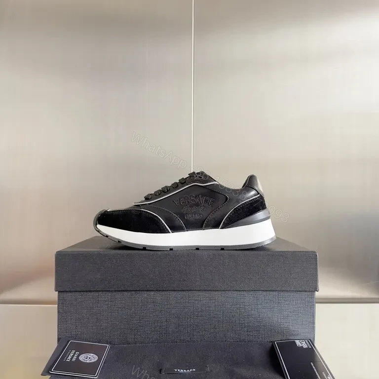 View 2 of Chic Luxe Black Sneakers: Versace-Inspired, All-Day Comfort