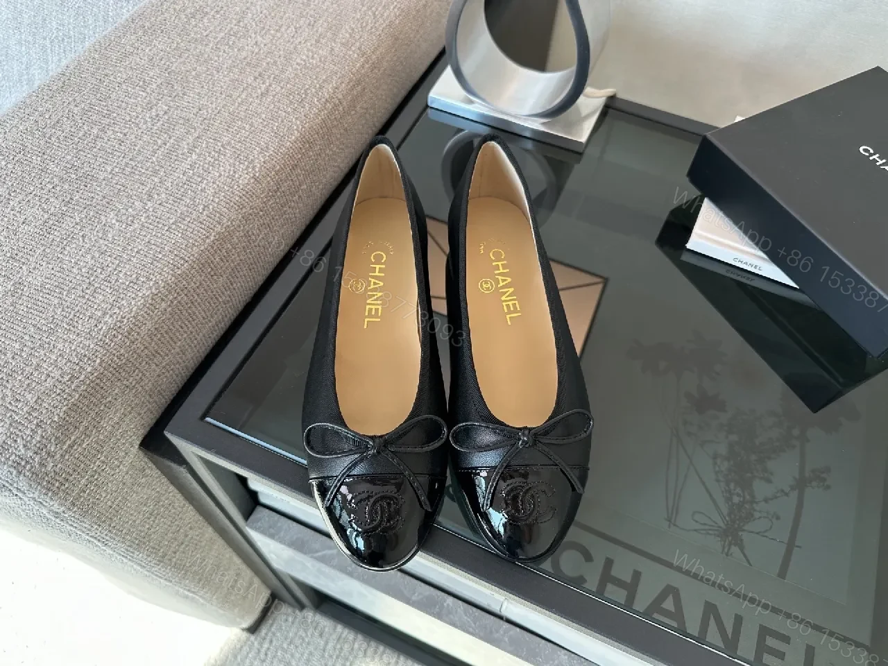 View 7 of Glossy Toe Black Ballet Flats – Luxury Casual Style