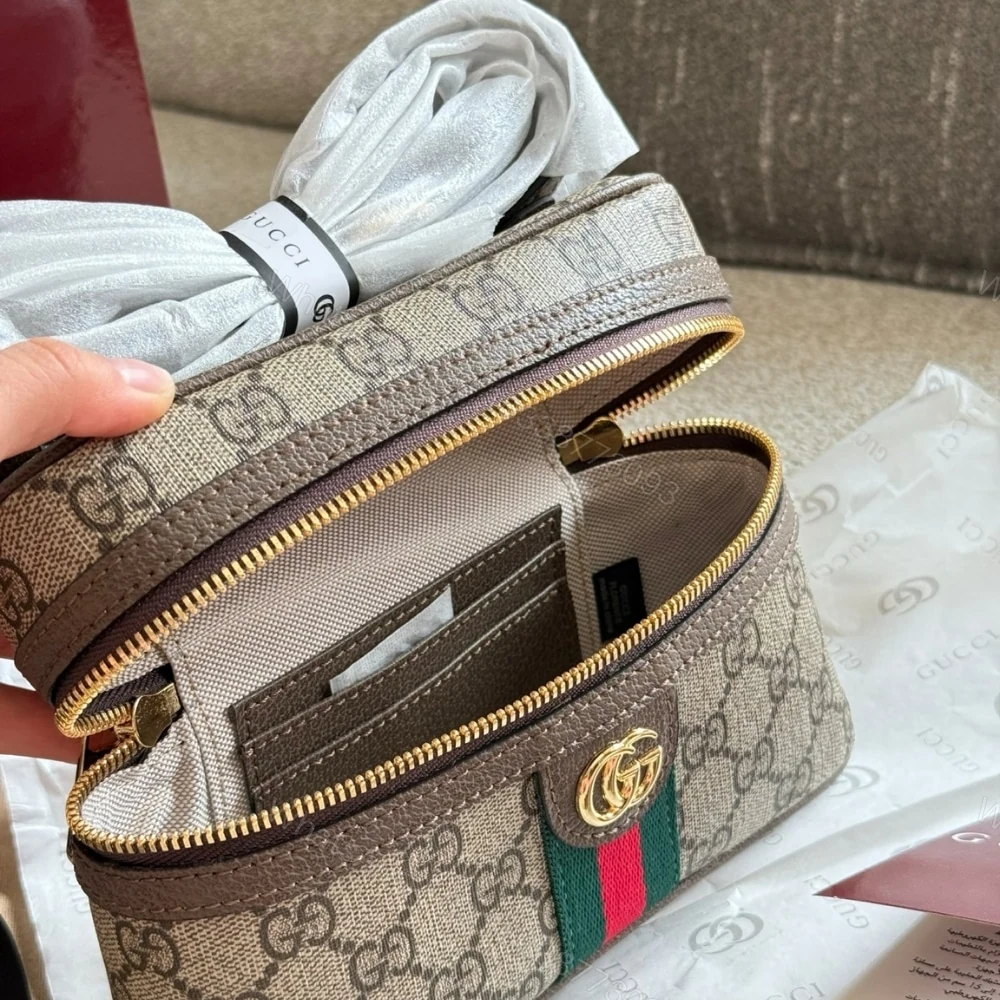 View 9 of Gucci Ophidia Small Vanity Bag Beige And Dark Brown 18Cm