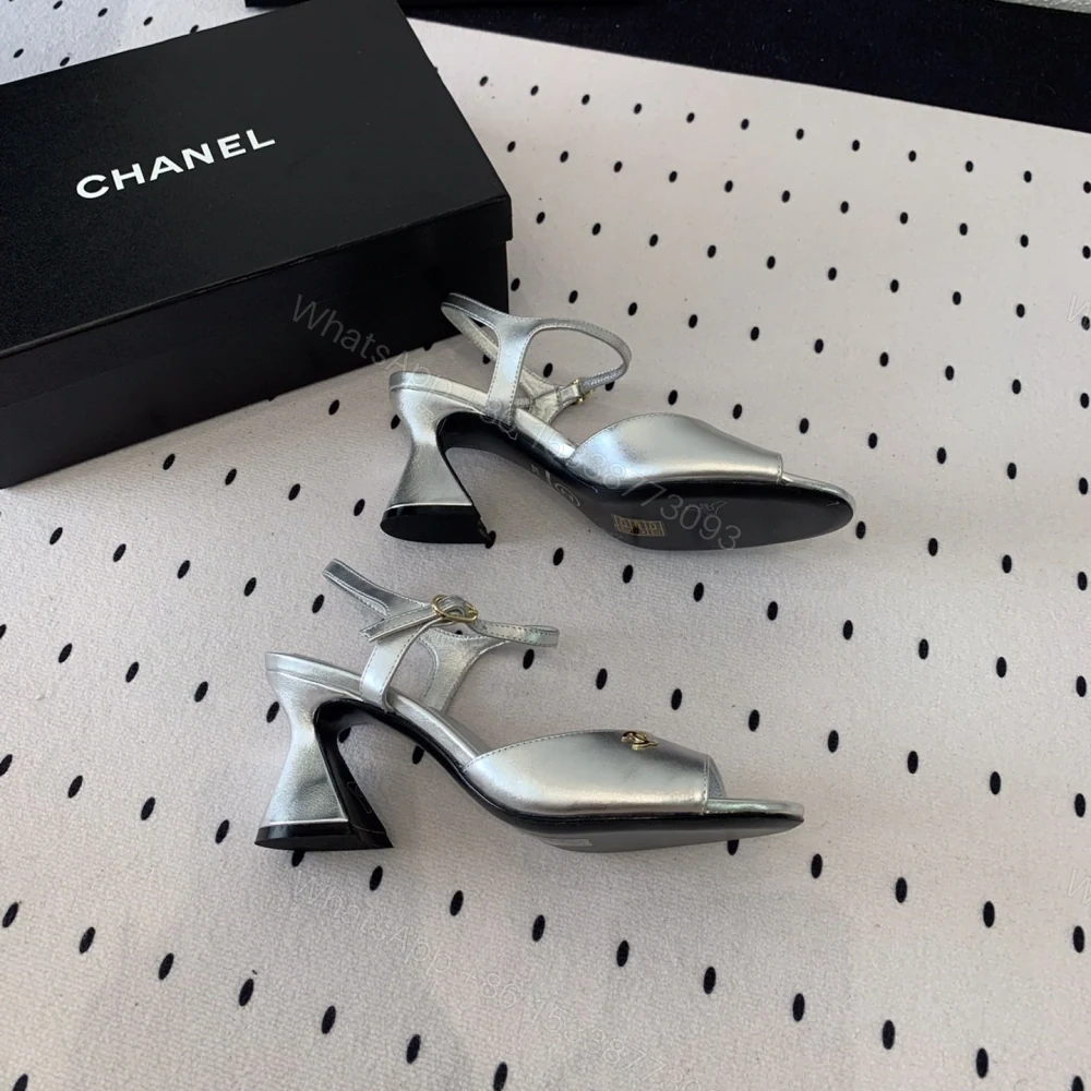 View 7 of 高仿Chanel*G45723D魚嘴高踭鞋漆皮銀色5.5CM免檢版