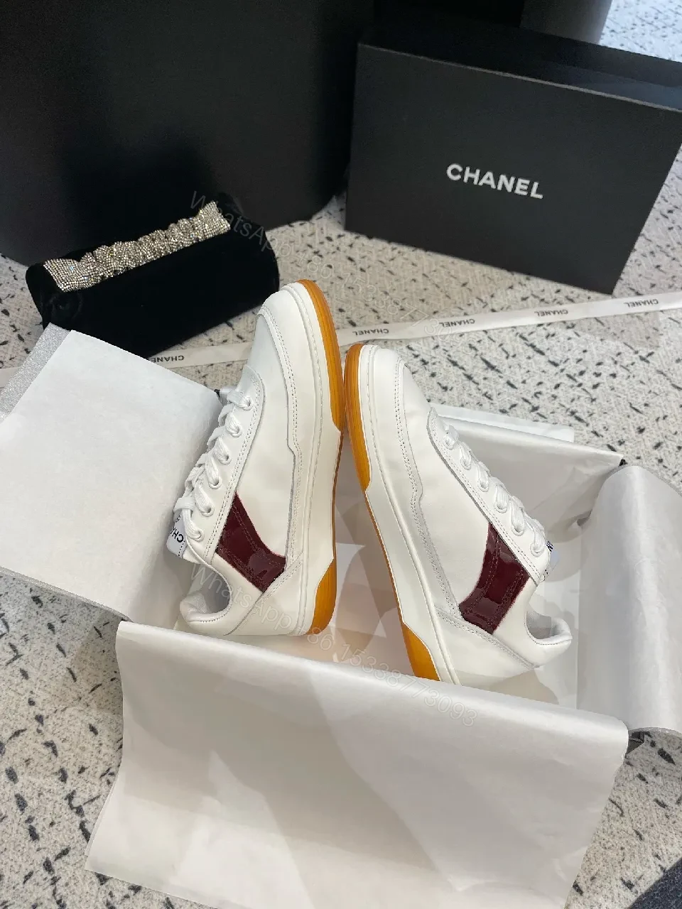 View 9 of White Leather Sneakers Luxury Logo Edge, Premium Casual Sneaker
