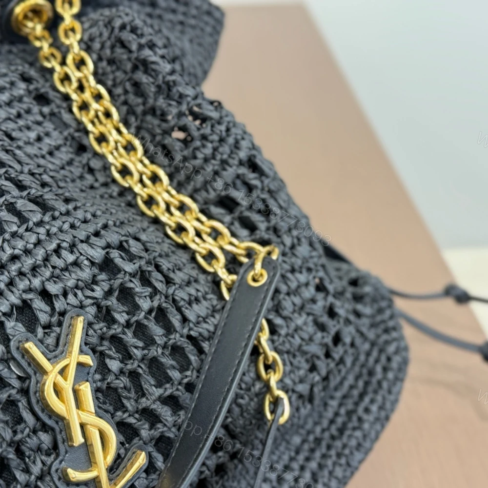 View 6 of Saint Laurent Jamie Shopping In Raffia Black 35Cm