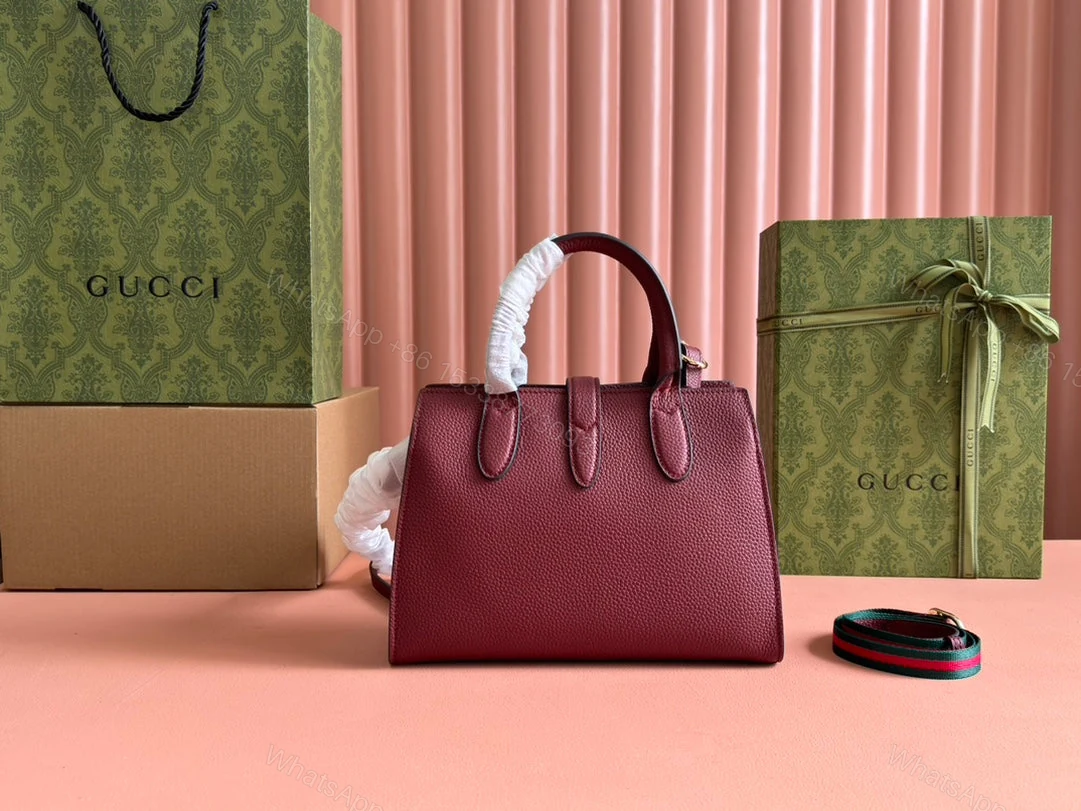 View 8 of SMALL JACKIE TOTE 24 IN BURGUNDY LAMBSKIN
