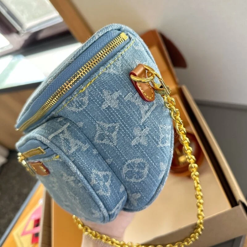 View 5 of Louis Vuitton Mini Bumbag Monogram Denim Sky Blue 17Cm M83353