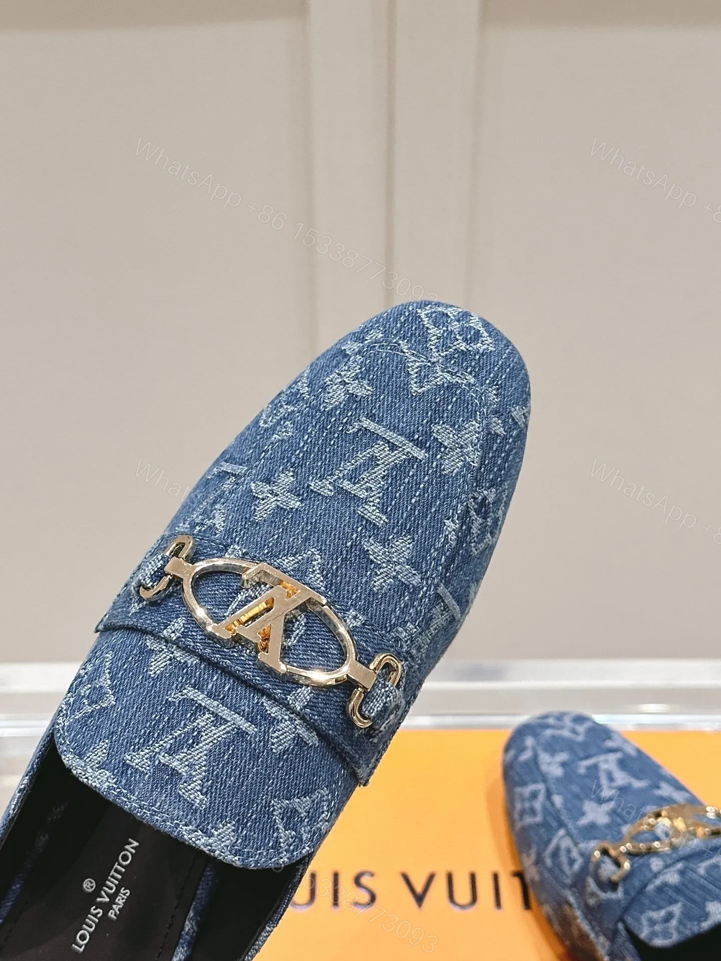 View 2 of LV Women Blue Denim Leather Mules