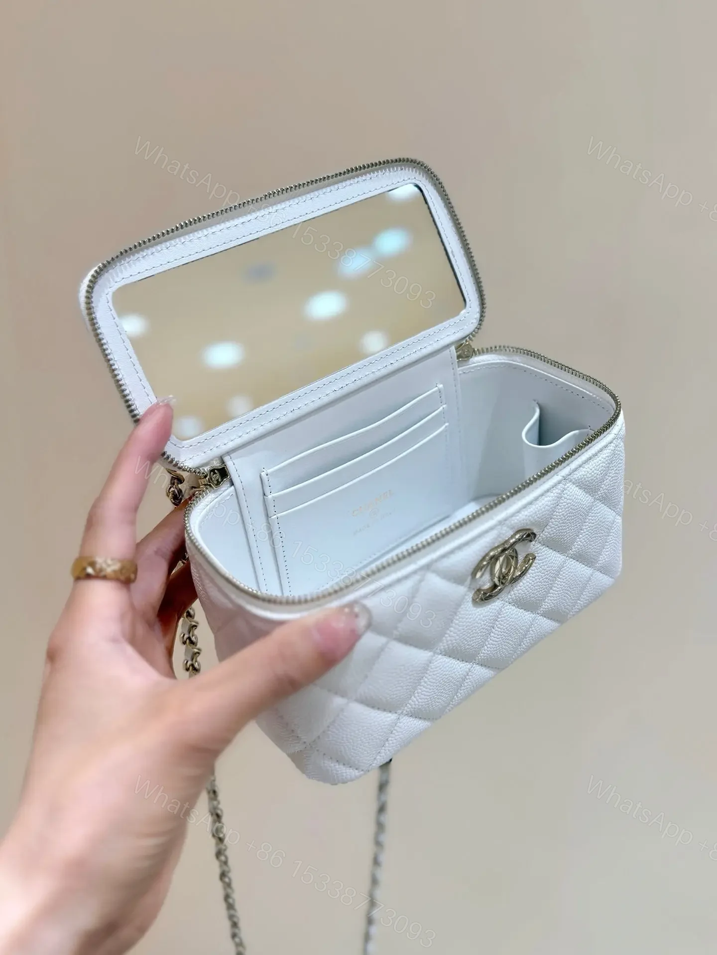 View 4 of Chanel Vanity Case Small White Gold Hardware