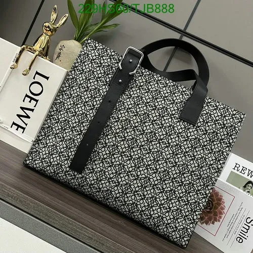 Loewe Dark Grey Black Canvas and Cowhide Horizontal Tote IO955 — view 1