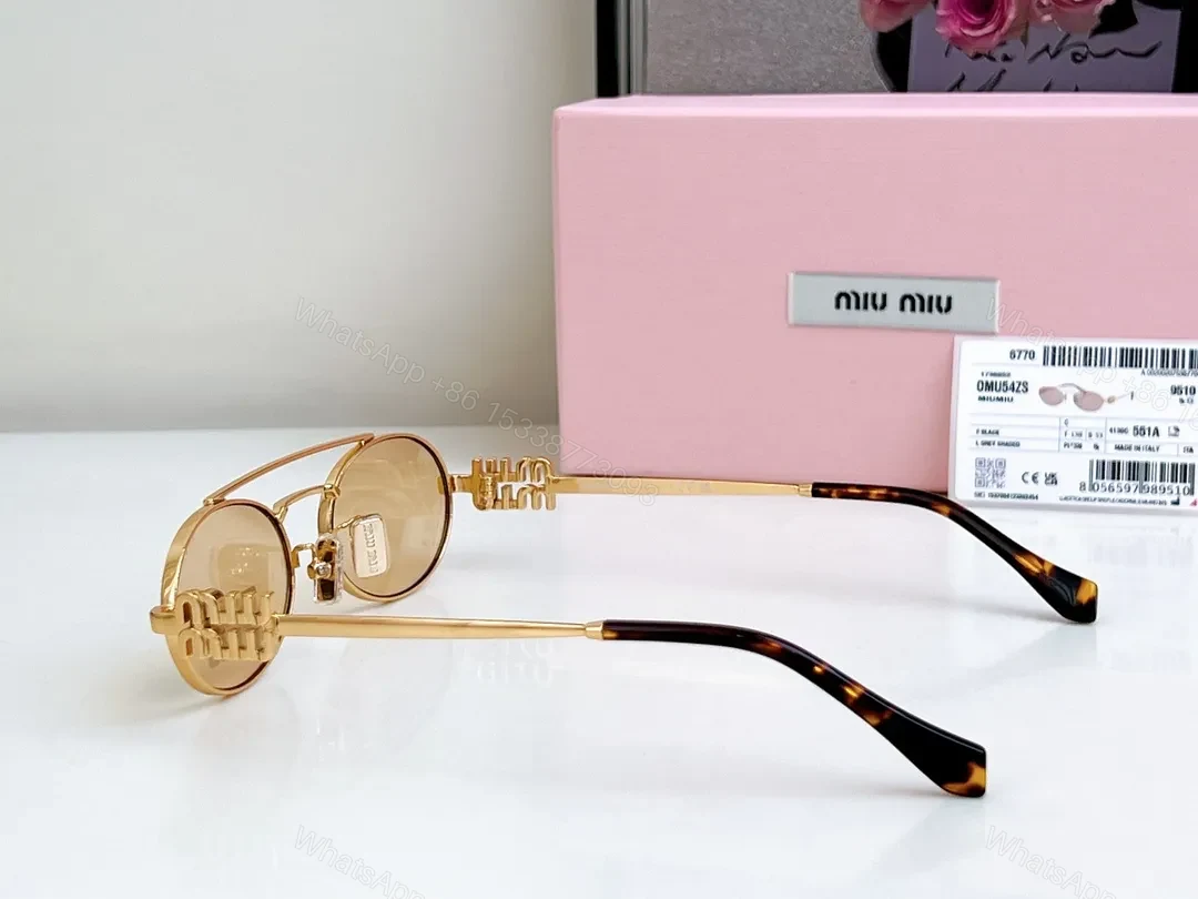 View 2 of Gold-Tone Round Sunglasses with Logo Detailing, Signature Glam, Luxury Everyday