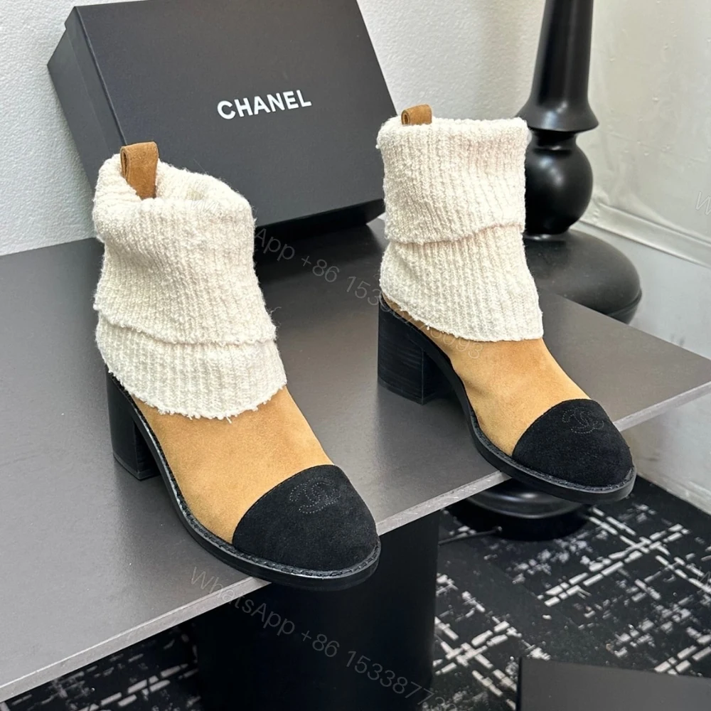 View 3 of CHANEL KNIT BOOTS BEIGE G46038 B18433 NZZX3