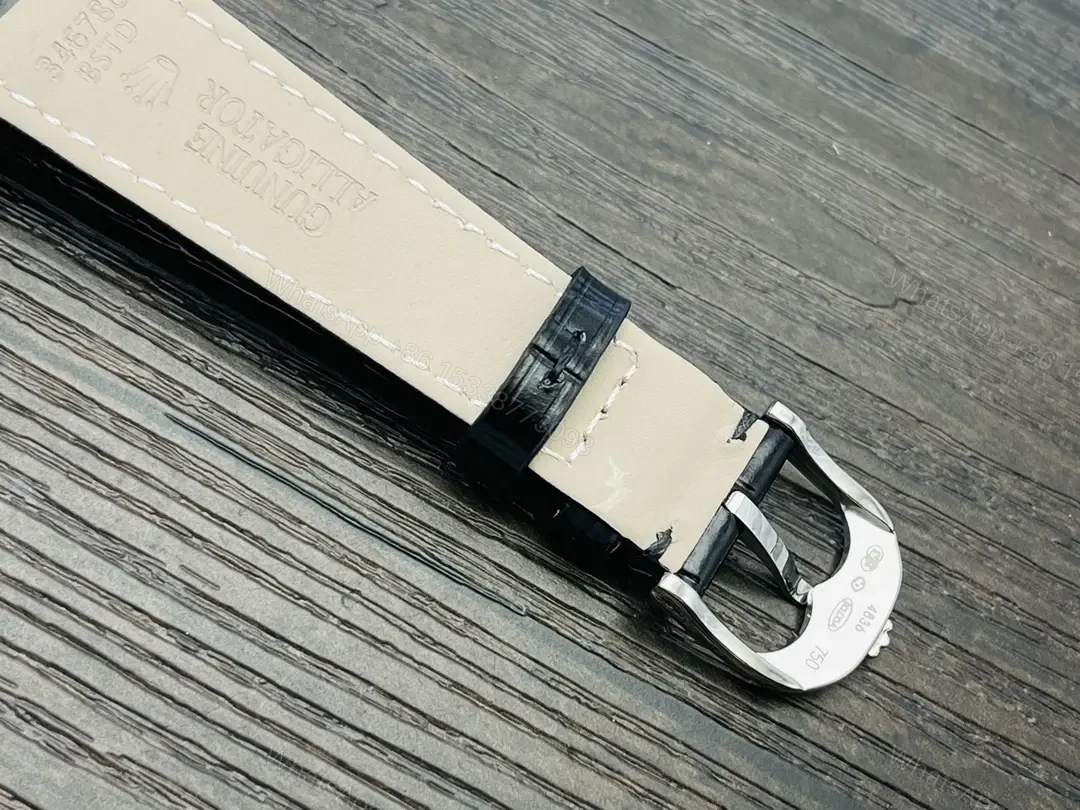 View 8 of Rolex Cellini Date 50519 39mm White Gold Black Dial Alligator Strap Watch 50519-014