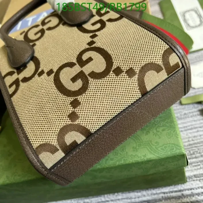 View 4 of Gucci Replica GG Jumbo Mini Leather and Canvas Tote RB1799 Mirror 1:1
