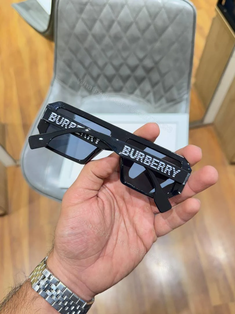 View 4 of First Copy Burberry Black Rectangular Unisex Sunglasses UV Protection Premium Quality Trending Style