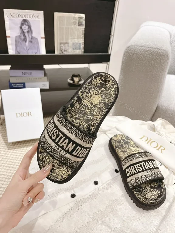 View 5 of Chic Dior-Inspired Slides: Luxe, Comfortable, Branded Footwear