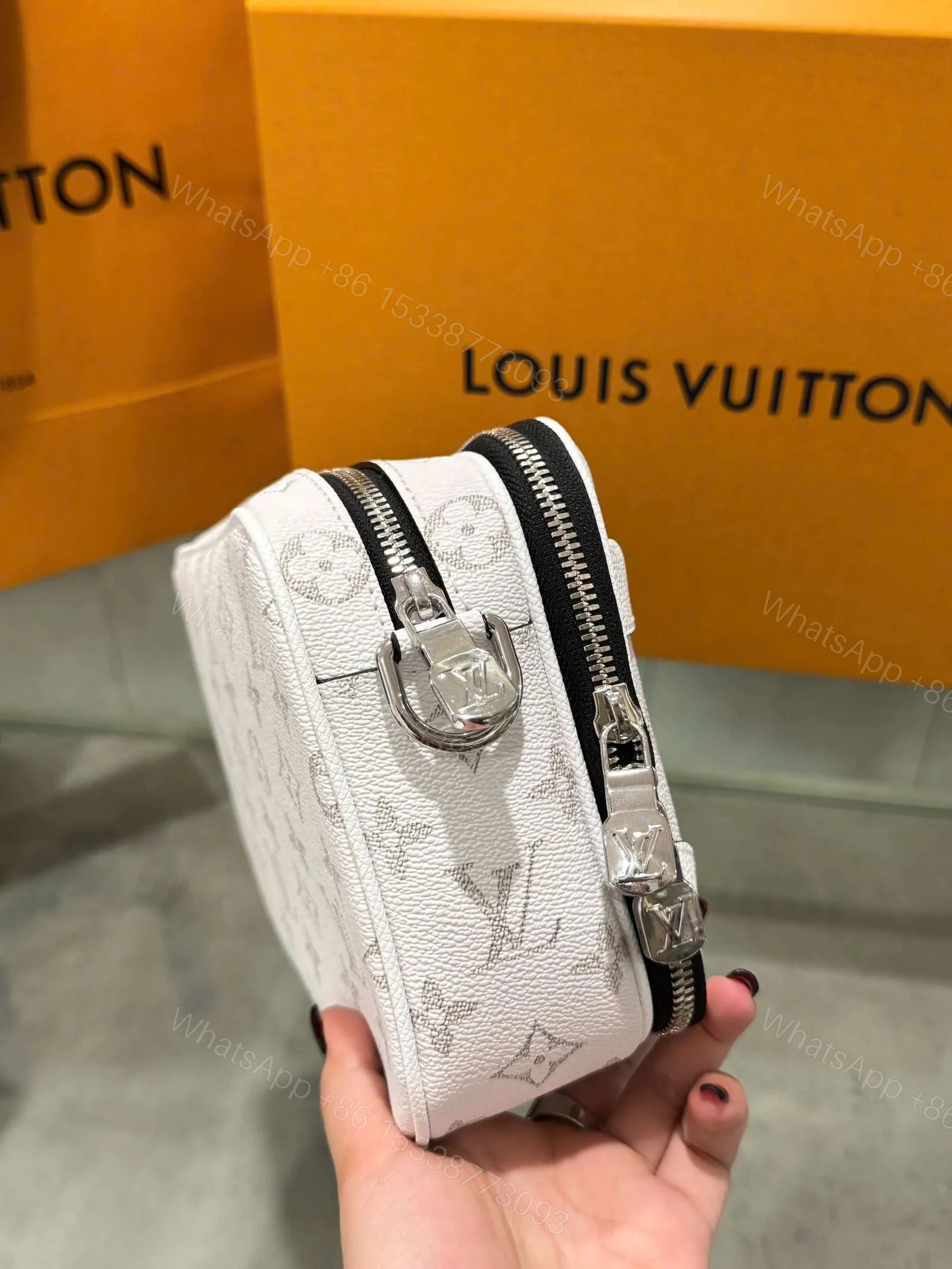 View 4 of Louis Vuitton LV Alpha Monogram White Handbag 24x16x8cm