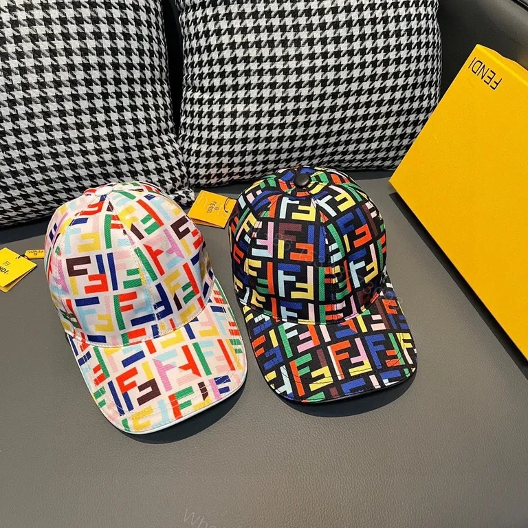 View 4 of Colorful Fendi-Inspired Cap: Bold Pattern, All-Day Comfort